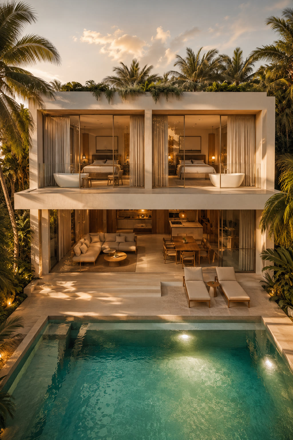 RISE Villas – вилла на две пары: две равные спальни наверху, бассейн внизу